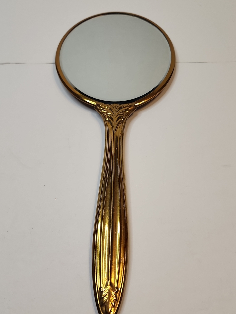 Gold Toned Vintage Handheld Vanity Mirror - Elegant Portable Mirror